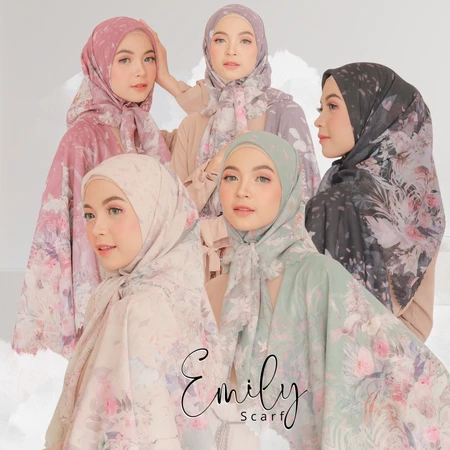 [ BUY3 GET1 FREE POLOS ] HIRA - Hijabwanitacantik - Emily Scarf HIRA Polycotton Hijab Segi Empat Motif Paris Voal