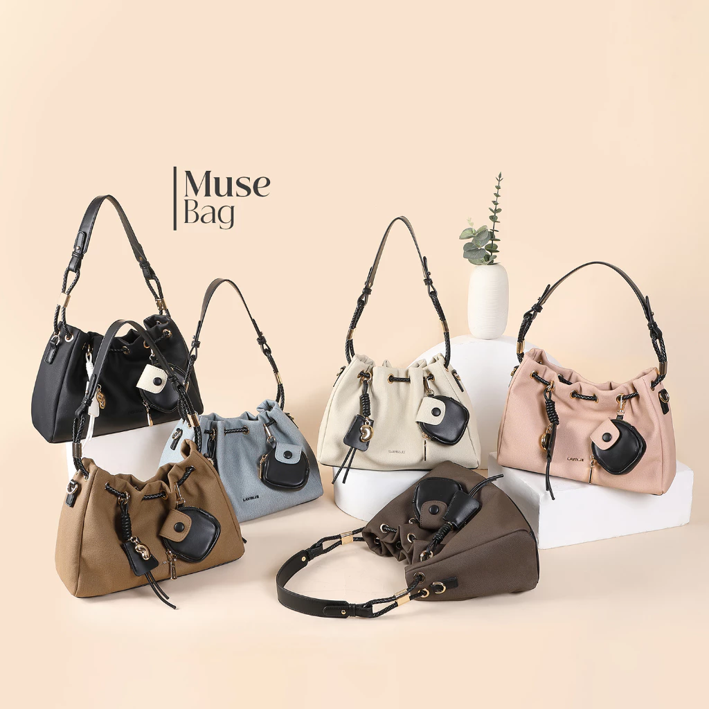 LAVIN JE Tas Wanita Bag Muse Tas Bahu Bucket Serut Elegan Minimalist Woman's Fashion Bag T1101