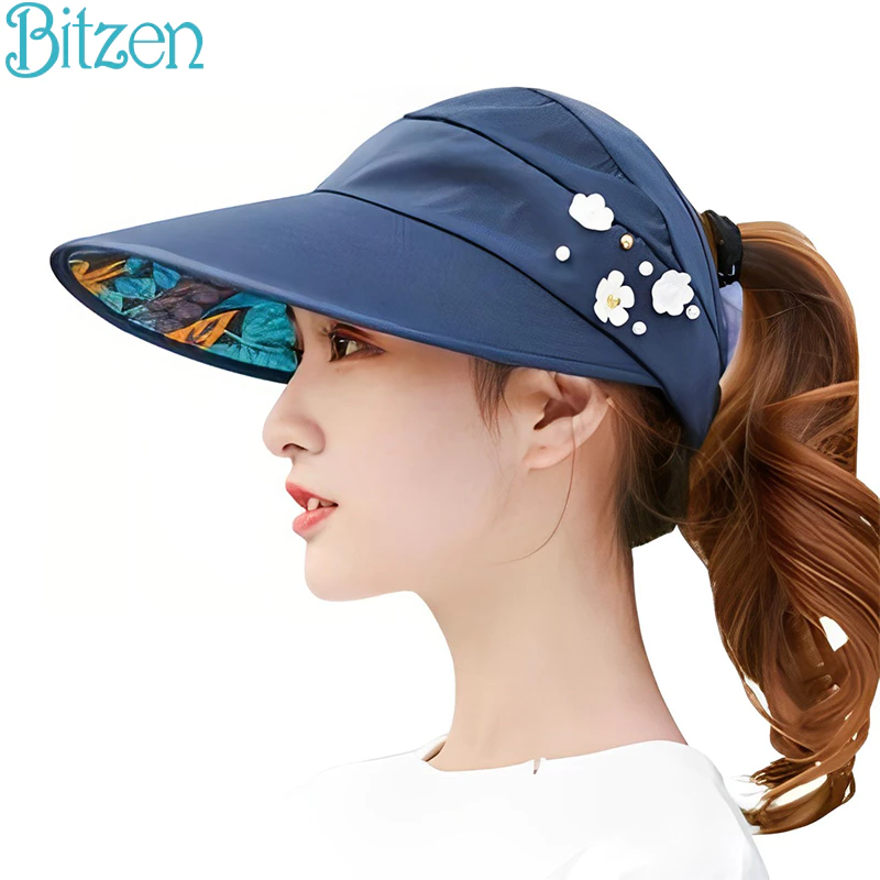 Bitzen Knit Visor Sports Cap Topi Wanita Pantai Pelindung Anti UV Topi Olahraga Wanita