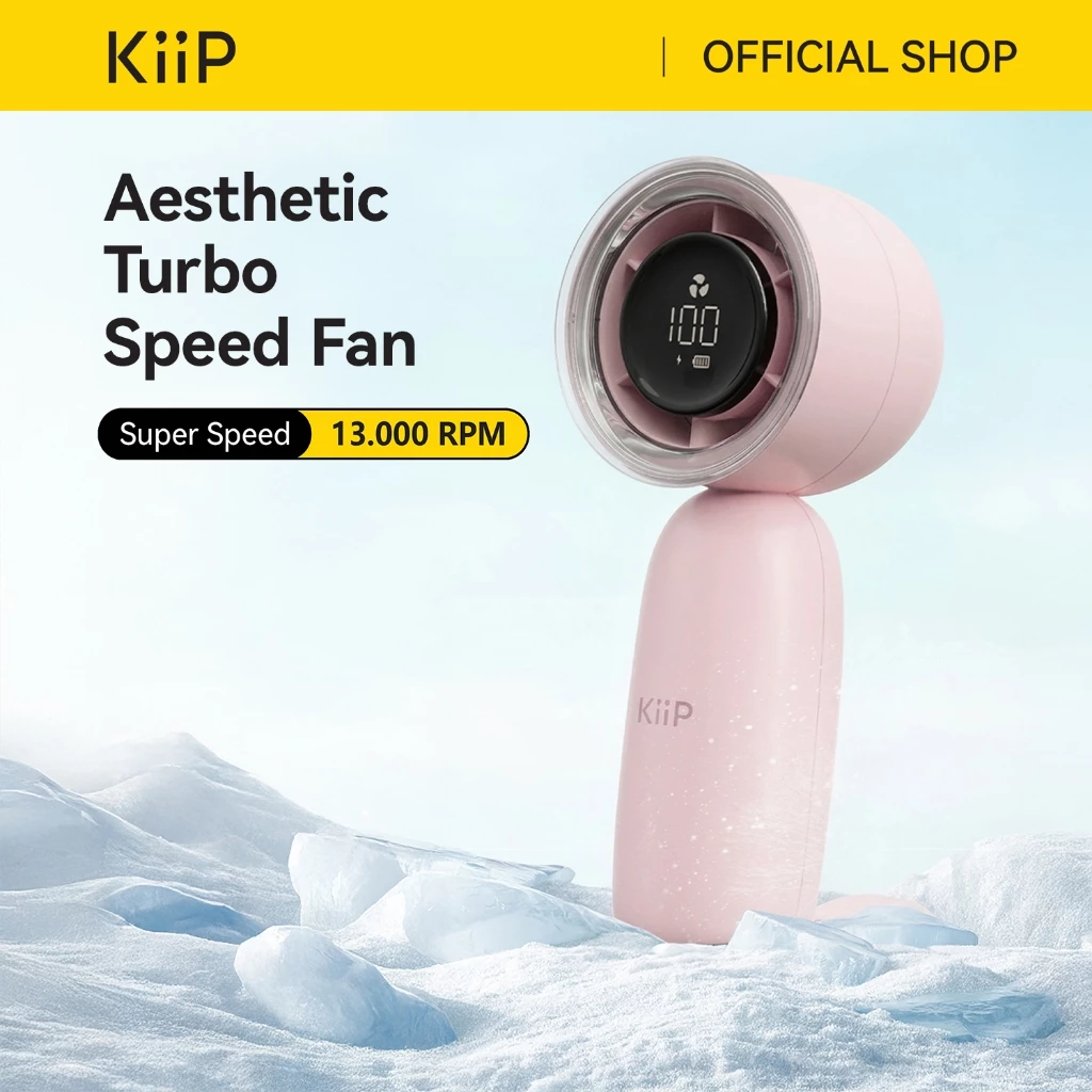 KiiP Fan03 Kipas Angin Mini Portable Rechargeable Fan-5Speed Kipas Genggam LED Display Wind
